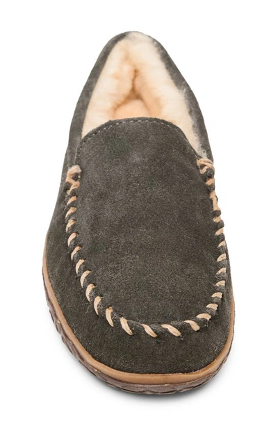 Minnetonka Tobie Water Resistant Genuine Shearling Moccasin Slipper In Charcoal