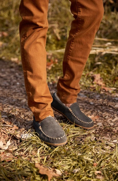 Minnetonka Tobie Water Resistant Genuine Shearling Moccasin Slipper In Charcoal