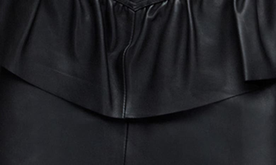 Shop Allsaints Andy Ruffle Leather Miniskirt In Black