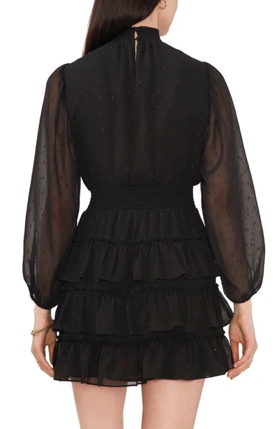 Shop 1.state Metallic Dot Ruffle Long Sleeve Minidress In Rich Black