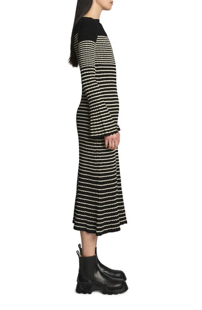 Shop Proenza Schouler Bouclé Mini Stripe Long Sleeve Sweater Dress In Black Multi