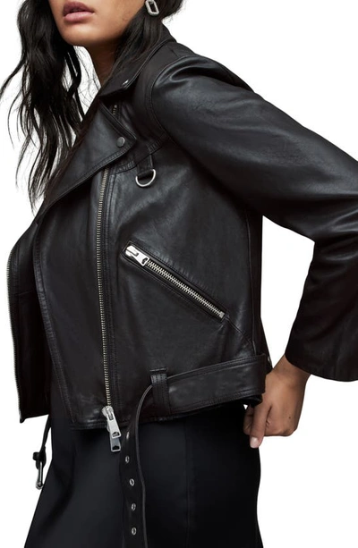 Shop Allsaints Gidley Leather Biker Jacket In Black