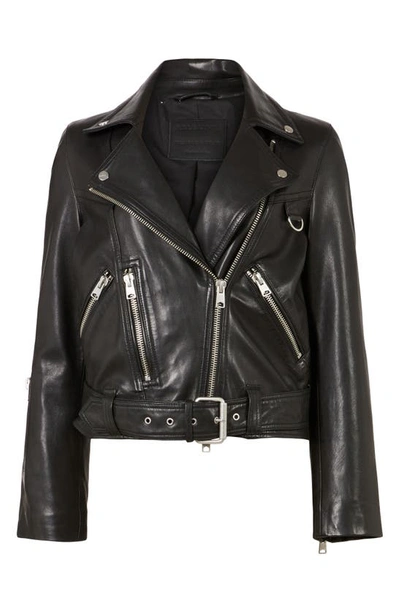 Shop Allsaints Gidley Leather Biker Jacket In Black