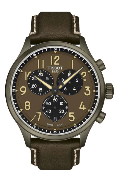 Shop Tissot Chrono Xl Chronograph Leather Strap Watch, 45mm In Beige