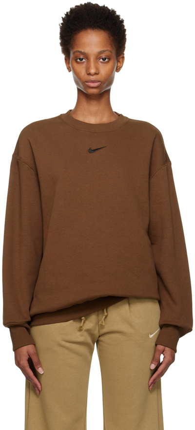 Shop Nike Brown Sportswear Phoenix Sweatshirt In Cacao Wow/black