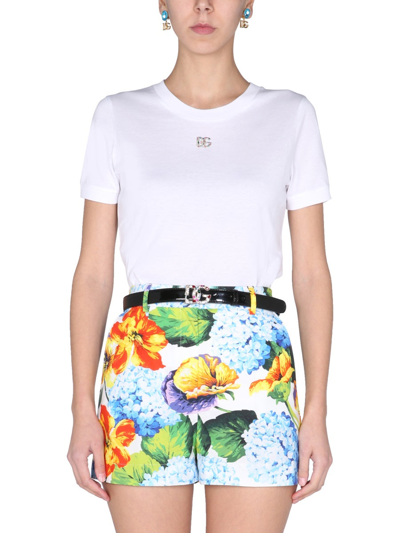 Shop Dolce & Gabbana Crystal Logo T-shirt In White