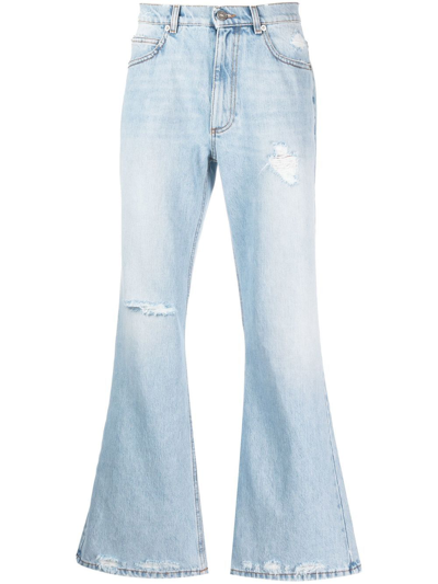 Shop Erl Ripped Denim Jeans In Blue
