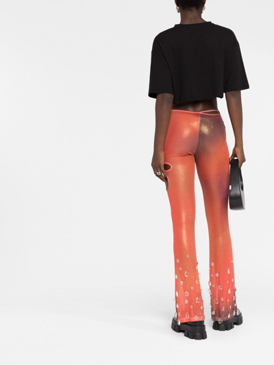 Shop Gcds Cut-out Flared Trousers In Pink