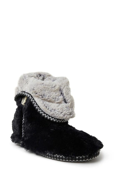 Shop Dearfoams Beth Furry Fold-over Slipper In Black