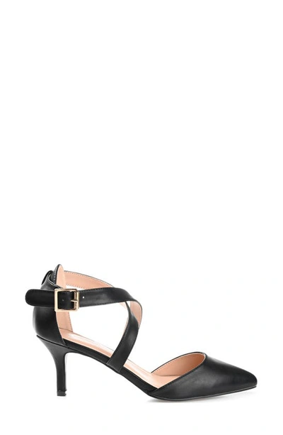 Journee Collection Women's Riva Crisscross Strap Pointed Toe Pumps In Black