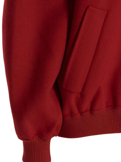 Shop Jw Anderson Jwa Wool Puller Bomber Jacket In Red