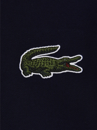 Shop Lacoste Logo Embroidery Hoodie In Blue