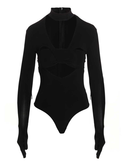 Ambush Heart Shaped Gloves Bodysuit In Black