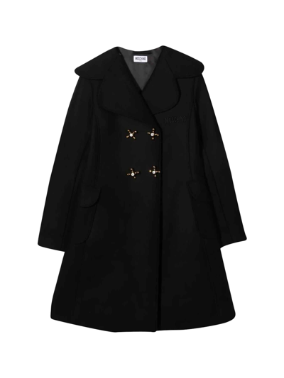 Shop Moschino Black Coat Girl In Nero