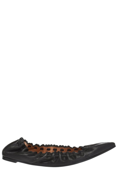 Shop See By Chloé Ruched Ballerina Shoes In Black