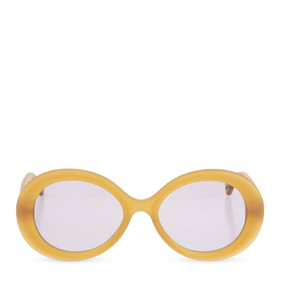 Shop Chloé Eyewear Round Frame Sunglasses In Yellow