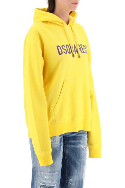 Shop Dsquared2 Logo Hoodie In Yellow