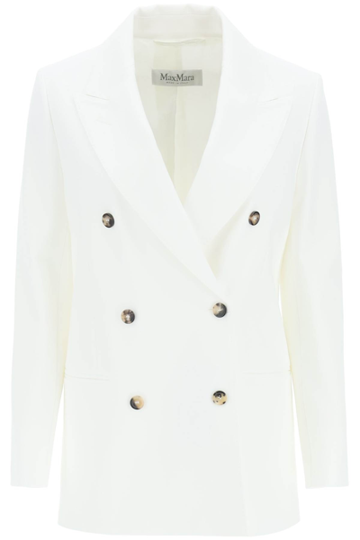 Shop Max Mara 'callas' Double-breasted Jersey Blazer In White