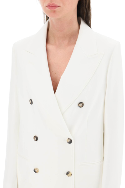 Shop Max Mara 'callas' Double-breasted Jersey Blazer In White