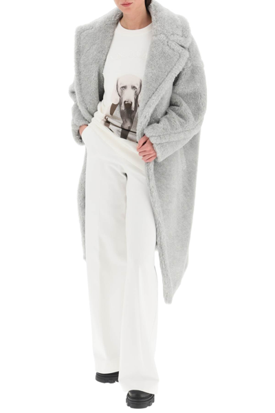 Shop Max Mara 'arco' Lurex Teddy Coat In Grey,silver