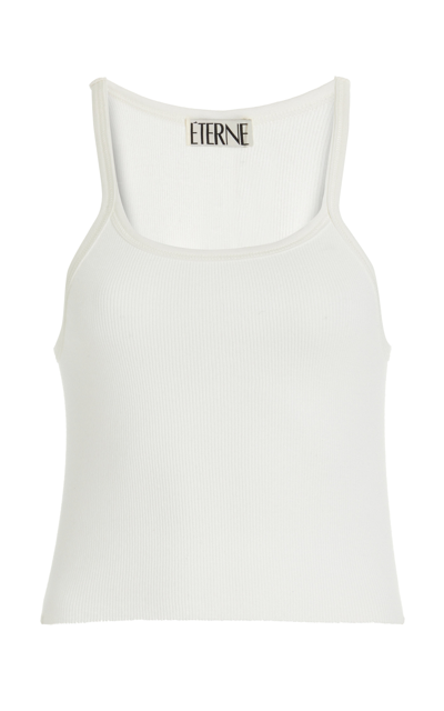 Shop Éterne Ribbed Cotton Tank Top In Ivory