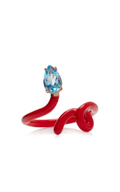 Shop Bea Bongiasca Women's Baby Vine 9k Rose Gold; Topaz; And Enamel Ring In Red