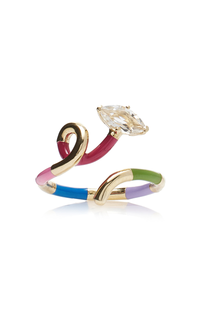 Shop Bea Bongiasca 9k Gold; Crystal; And Enamel Ring In Multi