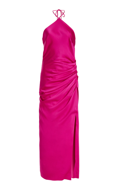 Shop Jonathan Simkhai Hansel Classic Woven Satin Midi Dress In Pink