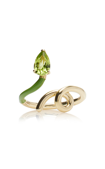 Shop Bea Bongiasca Half 9k Peridot; And Enamel Ring In Green