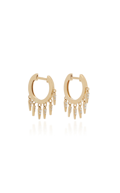 Shop Sydney Evan Small Pave Huggie 14k Gold Diamond Hoop Earrings