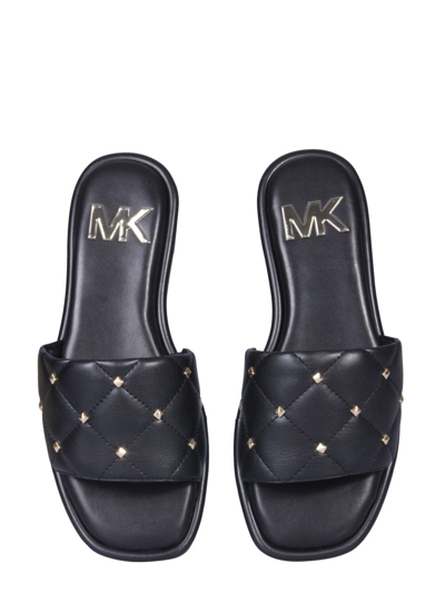 Shop Michael Michael Kors Hayworth Slide Sandals In Black
