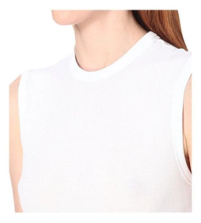 Shop Rosetta Getty Ribbed-knit Jersey Top In White