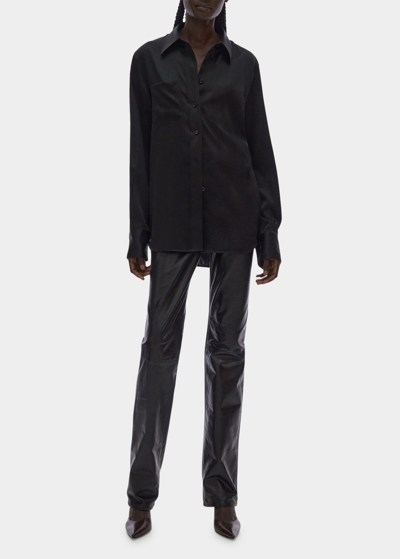 Shop Helmut Lang Silk Button-front Shirt In Black
