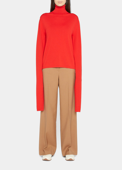 Shop The Row Carlus Elongated-sleeve Turtleneck Sweater In Crimson Red