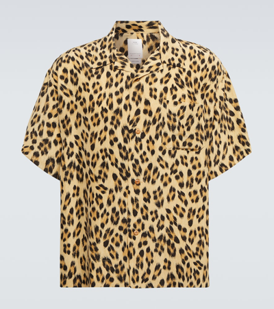 Caban Leopard-print Short-sleeve Silk Shirt In Neutrals