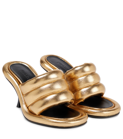 Shop Jw Anderson Bumper-tube Metallic Leather Mules In Gold