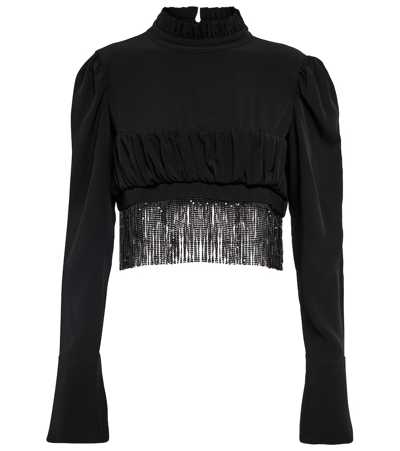 Shop Rabanne Embellished Crop Top In Black