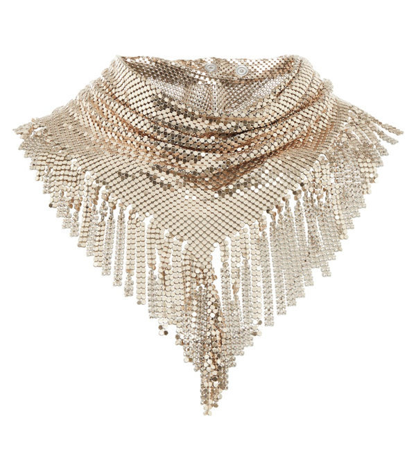 Paco Rabanne Pixel fringed scarf necklace - Gold