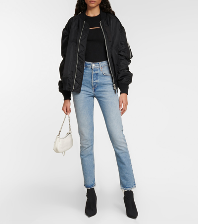 Shop Agolde Riley High-rise Straight Jeans In Cove