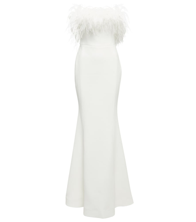 Shop Rebecca Vallance Bridal Grace Feather-trimmed Gown In Ivory