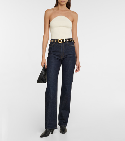 Khaite Jericho Strapless Ribbed-knit Top In Ivory