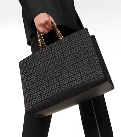 Shop Givenchy G-tote Medium 4g Denim Shopper In Black
