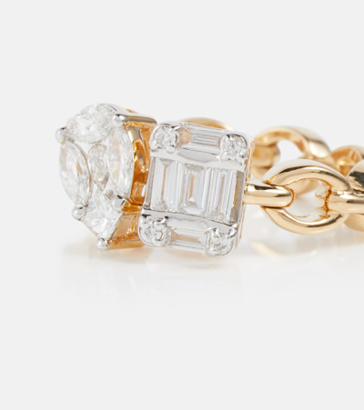 Nadine Aysoy Catena Illusion 18kt Gold Ring With White Diamonds In 0