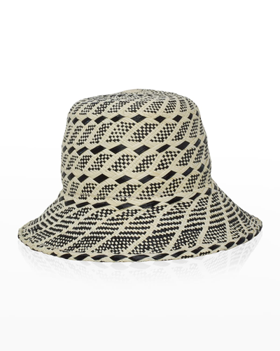 Shop Gigi Burris Breanna Bicolor Straw Bucket Hat In Natural/black