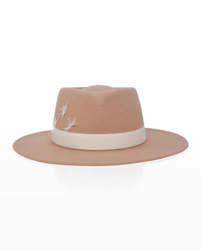Shop Gigi Burris Noelle Wool Felt Fedora Hat In Shell Pink/cream