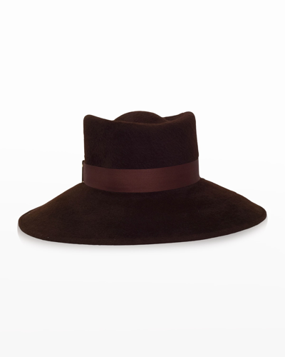 Shop Gigi Burris Merle Felt Fedora Hat In Brown