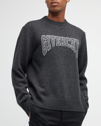 Shop Givenchy Men's Towel Varsity Logo Sweater In Black/natural