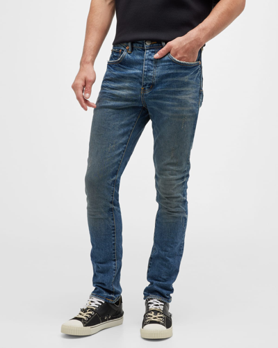 Shop Purple Men's Aged Slim-straight Jeans In Mid Indigo Aged