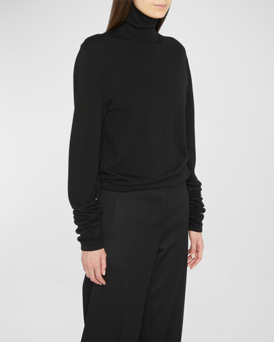 Shop The Row Carlus Elongated-sleeve Turtleneck Sweater In Black
