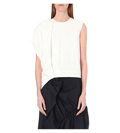 Shop Jw Anderson Balloon-sleeve Cotton-blend Top In White